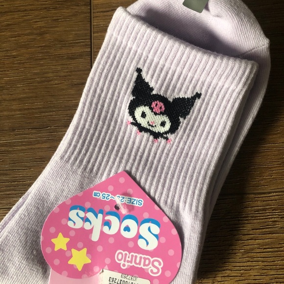 Only 1 Pair Left! KUROMI-NWT Purple Crew Socks - Picture 6 of 7